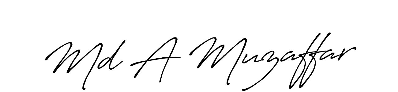 How to make Md A Muzaffar name signature. Use Antro_Vectra_Bolder style for creating short signs online. This is the latest handwritten sign. Md A Muzaffar signature style 7 images and pictures png