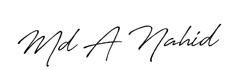 How to make Md A Nahid name signature. Use Antro_Vectra_Bolder style for creating short signs online. This is the latest handwritten sign. Md A Nahid signature style 7 images and pictures png