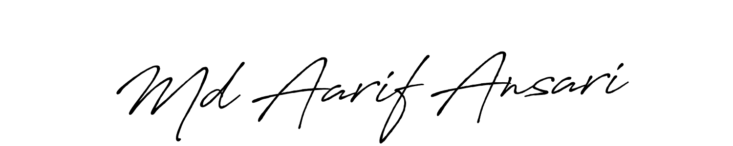 How to make Md Aarif Ansari name signature. Use Antro_Vectra_Bolder style for creating short signs online. This is the latest handwritten sign. Md Aarif Ansari signature style 7 images and pictures png