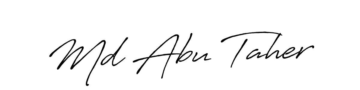 How to make Md Abu Taher name signature. Use Antro_Vectra_Bolder style for creating short signs online. This is the latest handwritten sign. Md Abu Taher signature style 7 images and pictures png