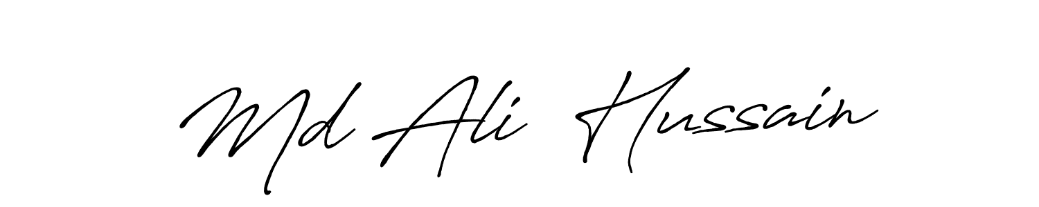 The best way (Antro_Vectra_Bolder) to make a short signature is to pick only two or three words in your name. The name Md Ali  Hussain include a total of six letters. For converting this name. Md Ali  Hussain signature style 7 images and pictures png