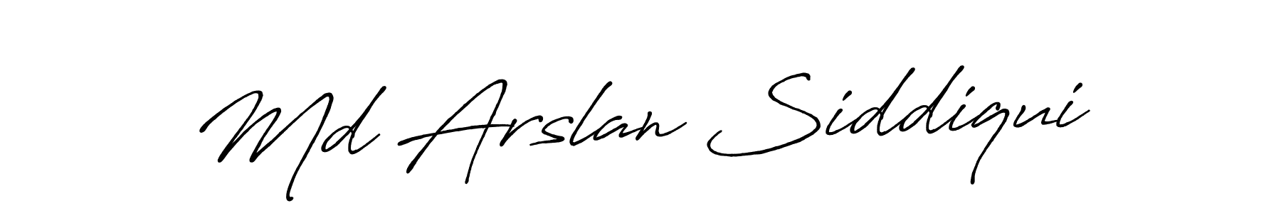 Use a signature maker to create a handwritten signature online. With this signature software, you can design (Antro_Vectra_Bolder) your own signature for name Md Arslan Siddiqui. Md Arslan Siddiqui signature style 7 images and pictures png