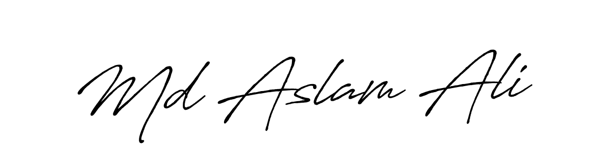 How to make Md Aslam Ali name signature. Use Antro_Vectra_Bolder style for creating short signs online. This is the latest handwritten sign. Md Aslam Ali signature style 7 images and pictures png
