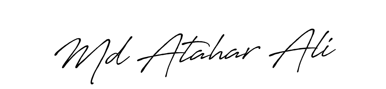 The best way (Antro_Vectra_Bolder) to make a short signature is to pick only two or three words in your name. The name Md Atahar Ali include a total of six letters. For converting this name. Md Atahar Ali signature style 7 images and pictures png