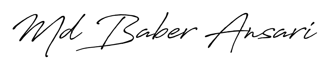 The Antro_Vectra_Bolder lettering style adds unique flourish to name Md Baber Ansari. Stand out with a custom digital autograph made in seconds. Md Baber Ansari signature style 7 images and pictures png