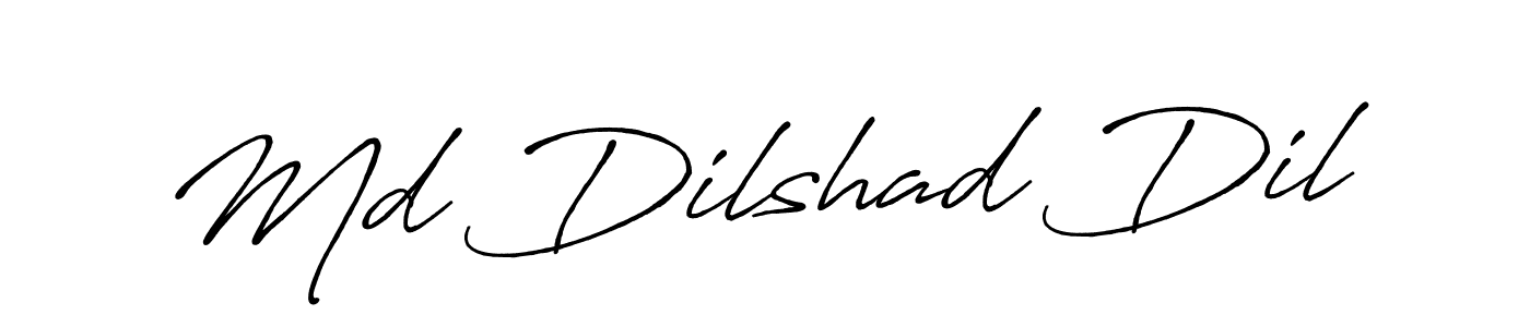 How to make Md Dilshad Dil name signature. Use Antro_Vectra_Bolder style for creating short signs online. This is the latest handwritten sign. Md Dilshad Dil signature style 7 images and pictures png