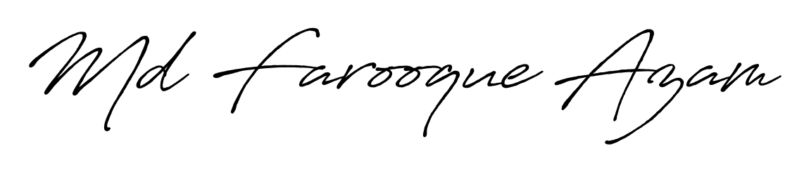 A timeless handwritten aesthetic for Md Farooque Azam. The Antro_Vectra_Bolder font gives your signature a handcrafted feel with natural curves. Md Farooque Azam signature style 7 images and pictures png