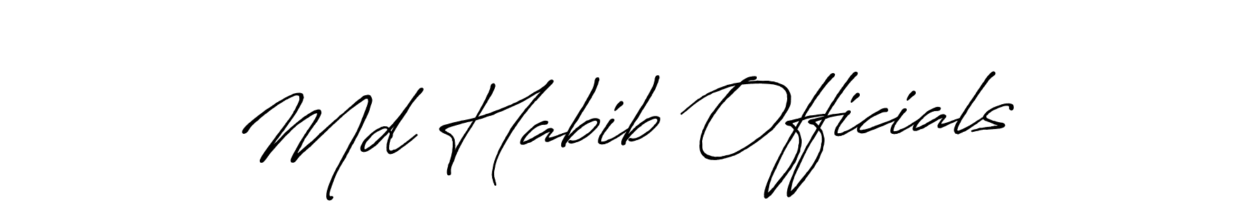 Antro_Vectra_Bolder is a professional signature style that is perfect for those who want to add a touch of class to their signature. It is also a great choice for those who want to make their signature more unique. Get Md Habib Officials name to fancy signature for free. Md Habib Officials signature style 7 images and pictures png
