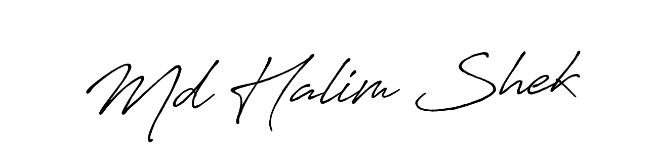 How to make Md Halim Shek name signature. Use Antro_Vectra_Bolder style for creating short signs online. This is the latest handwritten sign. Md Halim Shek signature style 7 images and pictures png