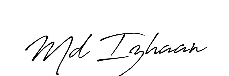 Use a signature maker to create a handwritten signature online. With this signature software, you can design (Antro_Vectra_Bolder) your own signature for name Md Izhaan. Md Izhaan signature style 7 images and pictures png