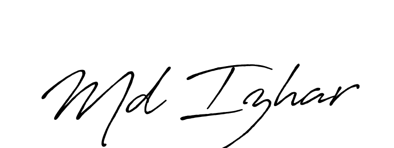 You should practise on your own different ways (Antro_Vectra_Bolder) to write your name (Md Izhar) in signature. don't let someone else do it for you. Md Izhar signature style 7 images and pictures png