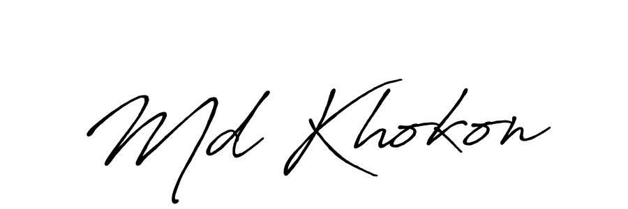 You should practise on your own different ways (Antro_Vectra_Bolder) to write your name (Md Khokon) in signature. don't let someone else do it for you. Md Khokon signature style 7 images and pictures png