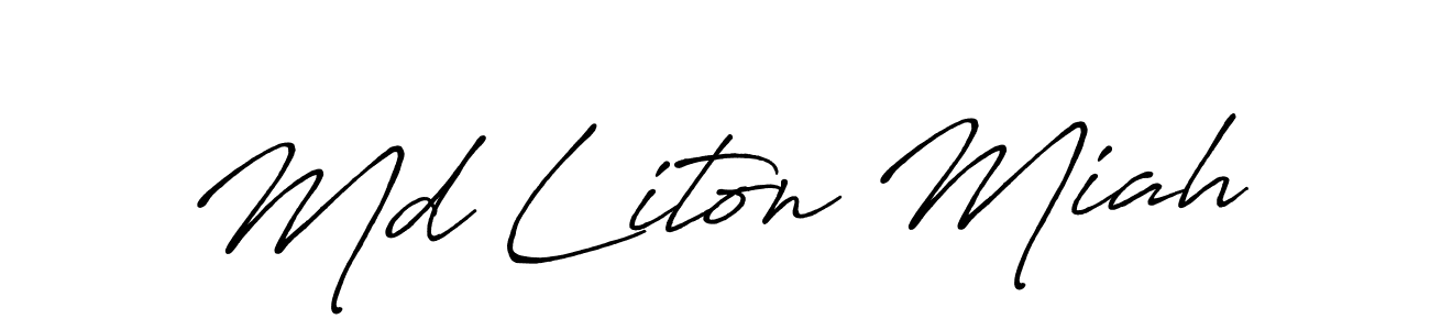 Md Liton Miah stylish signature style. Best Handwritten Sign (Antro_Vectra_Bolder) for my name. Handwritten Signature Collection Ideas for my name Md Liton Miah. Md Liton Miah signature style 7 images and pictures png