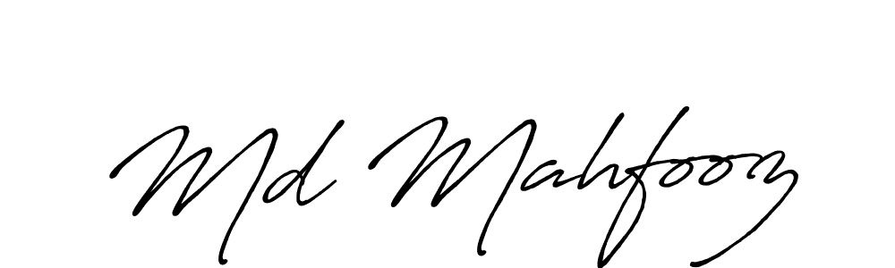 The best way (Antro_Vectra_Bolder) to make a short signature is to pick only two or three words in your name. The name Md Mahfooz include a total of six letters. For converting this name. Md Mahfooz signature style 7 images and pictures png