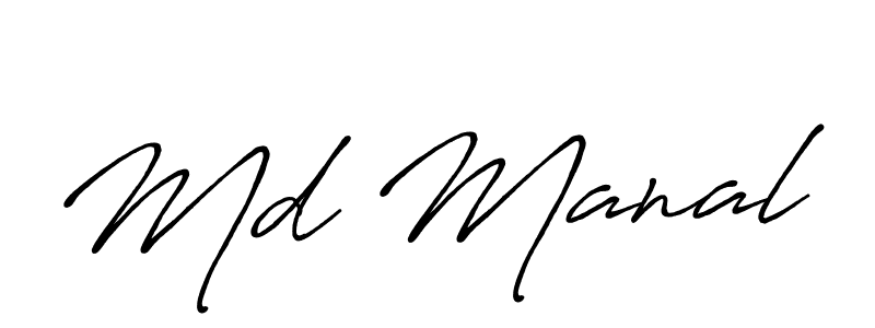 Create a beautiful signature design for name Md Manal. With this signature (Antro_Vectra_Bolder) fonts, you can make a handwritten signature for free. Md Manal signature style 7 images and pictures png