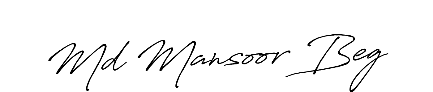 Create a beautiful signature design for name Md Mansoor Beg. With this signature (Antro_Vectra_Bolder) fonts, you can make a handwritten signature for free. Md Mansoor Beg signature style 7 images and pictures png