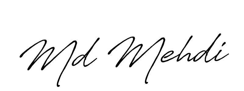 How to make Md Mehdi name signature. Use Antro_Vectra_Bolder style for creating short signs online. This is the latest handwritten sign. Md Mehdi signature style 7 images and pictures png