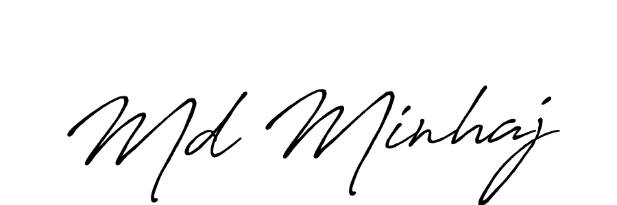 How to make Md Minhaj name signature. Use Antro_Vectra_Bolder style for creating short signs online. This is the latest handwritten sign. Md Minhaj signature style 7 images and pictures png
