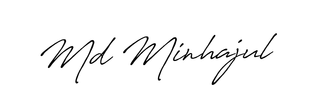 Md Minhajul stylish signature style. Best Handwritten Sign (Antro_Vectra_Bolder) for my name. Handwritten Signature Collection Ideas for my name Md Minhajul. Md Minhajul signature style 7 images and pictures png