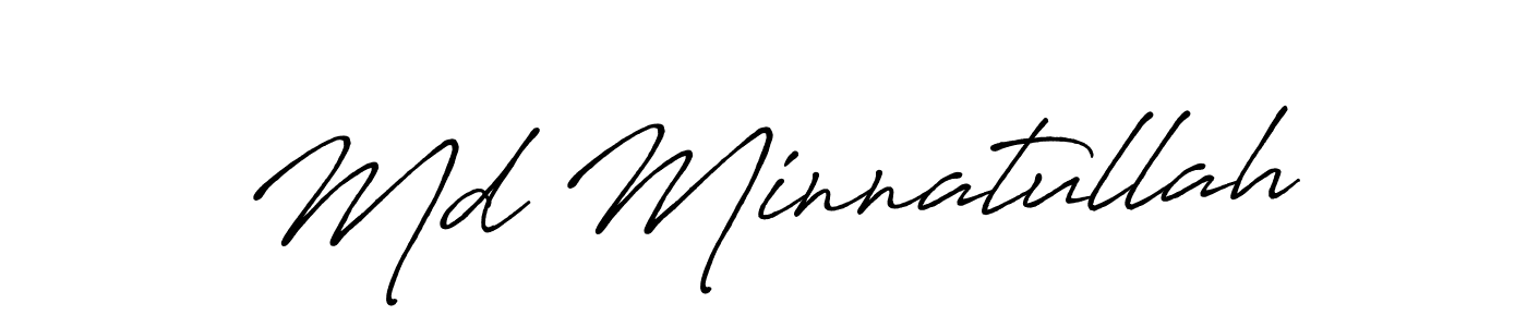 The best way (Antro_Vectra_Bolder) to make a short signature is to pick only two or three words in your name. The name Md Minnatullah include a total of six letters. For converting this name. Md Minnatullah signature style 7 images and pictures png