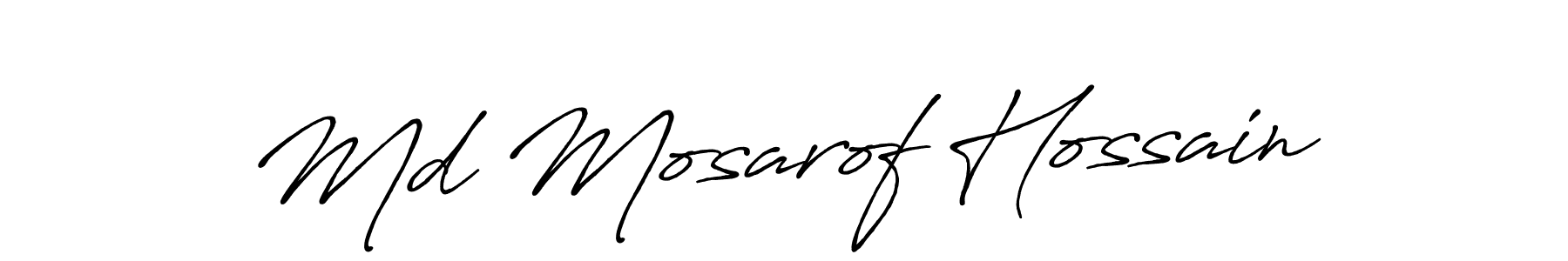 How to make Md Mosarof Hossain name signature. Use Antro_Vectra_Bolder style for creating short signs online. This is the latest handwritten sign. Md Mosarof Hossain signature style 7 images and pictures png