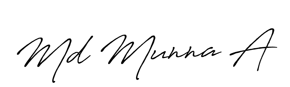 Use a signature maker to create a handwritten signature online. With this signature software, you can design (Antro_Vectra_Bolder) your own signature for name Md Munna A. Md Munna A signature style 7 images and pictures png