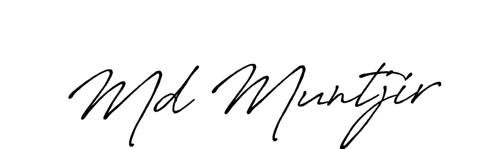 How to make Md Muntjir name signature. Use Antro_Vectra_Bolder style for creating short signs online. This is the latest handwritten sign. Md Muntjir signature style 7 images and pictures png