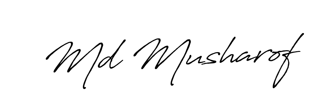 How to make Md Musharof name signature. Use Antro_Vectra_Bolder style for creating short signs online. This is the latest handwritten sign. Md Musharof signature style 7 images and pictures png