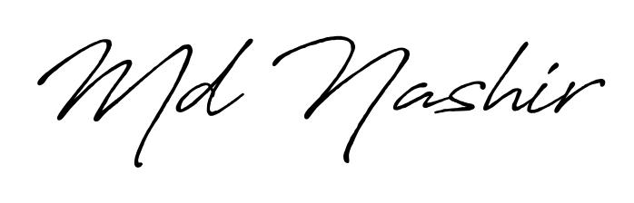 Upgrade your professional image with Md Nashir signature created with Antro_Vectra_Bolder font. Fast, free, and watermark-free download. Md Nashir signature style 7 images and pictures png