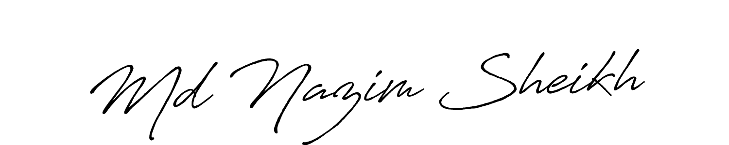 Antro_Vectra_Bolder is a professional signature style that is perfect for those who want to add a touch of class to their signature. It is also a great choice for those who want to make their signature more unique. Get Md Nazim Sheikh name to fancy signature for free. Md Nazim Sheikh signature style 7 images and pictures png