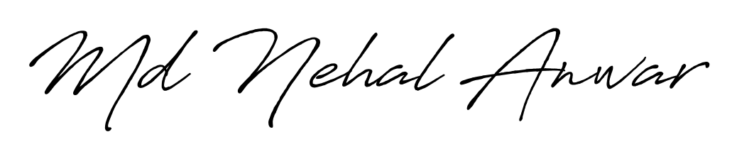 Designed for modern professionals: Md Nehal Anwar name signature crafted with Antro_Vectra_Bolder script. Ready for digital PDF workflows. Md Nehal Anwar signature style 7 images and pictures png