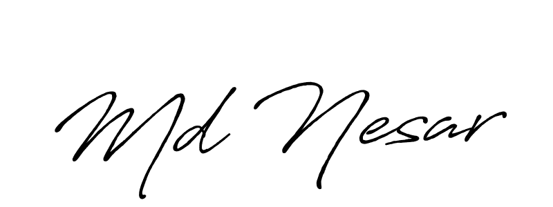 How to make Md Nesar name signature. Use Antro_Vectra_Bolder style for creating short signs online. This is the latest handwritten sign. Md Nesar signature style 7 images and pictures png