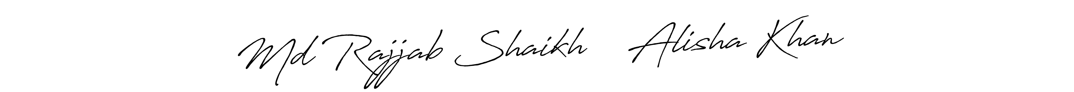 How to Draw Md Rajjab Shaikh ❤️ Alisha Khan signature style? Antro_Vectra_Bolder is a latest design signature styles for name Md Rajjab Shaikh ❤️ Alisha Khan. Md Rajjab Shaikh ❤️ Alisha Khan signature style 7 images and pictures png