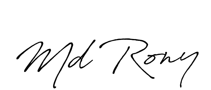 Also You can easily find your signature by using the search form. We will create Md Rony name handwritten signature images for you free of cost using Antro_Vectra_Bolder sign style. Md Rony signature style 7 images and pictures png