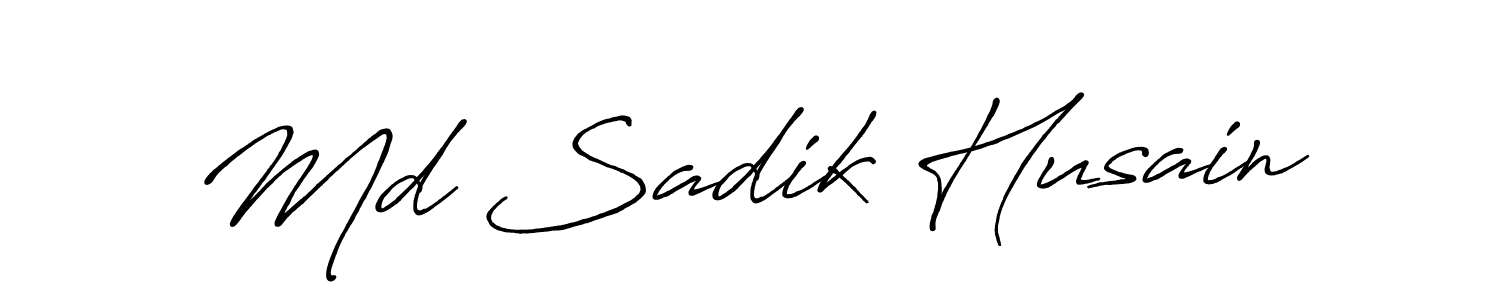 The best way (Antro_Vectra_Bolder) to make a short signature is to pick only two or three words in your name. The name Md Sadik Husain include a total of six letters. For converting this name. Md Sadik Husain signature style 7 images and pictures png