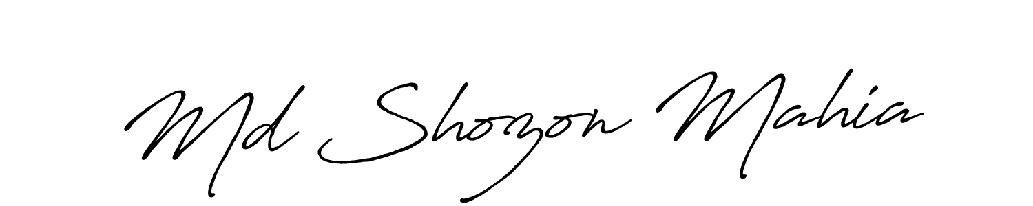 How to make Md Shozon Mahia name signature. Use Antro_Vectra_Bolder style for creating short signs online. This is the latest handwritten sign. Md Shozon Mahia signature style 7 images and pictures png
