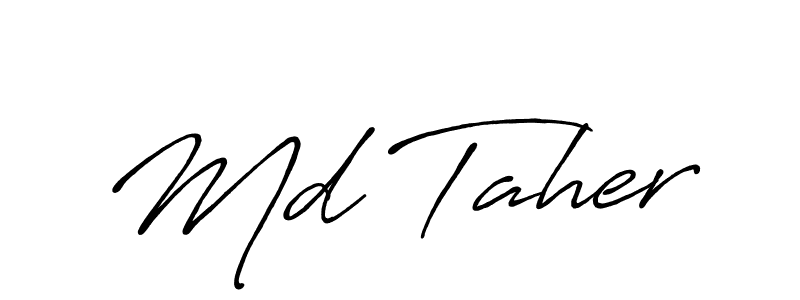 How to make Md Taher name signature. Use Antro_Vectra_Bolder style for creating short signs online. This is the latest handwritten sign. Md Taher signature style 7 images and pictures png