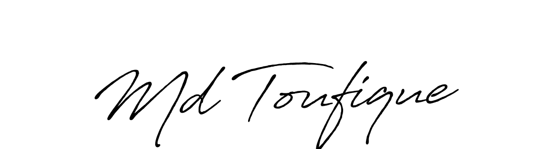 How to make Md Toufique name signature. Use Antro_Vectra_Bolder style for creating short signs online. This is the latest handwritten sign. Md Toufique signature style 7 images and pictures png