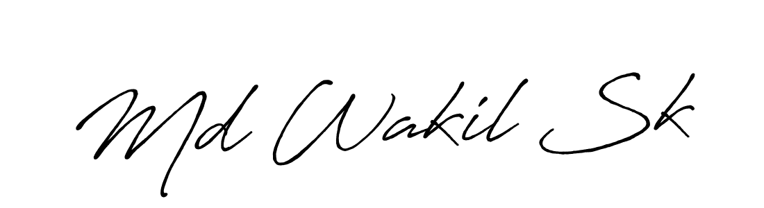 Create a beautiful signature design for name Md Wakil Sk. With this signature (Antro_Vectra_Bolder) fonts, you can make a handwritten signature for free. Md Wakil Sk signature style 7 images and pictures png