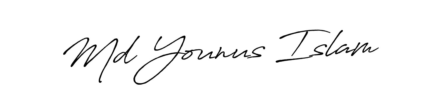 Use a signature maker to create a handwritten signature online. With this signature software, you can design (Antro_Vectra_Bolder) your own signature for name Md Younus Islam. Md Younus Islam signature style 7 images and pictures png