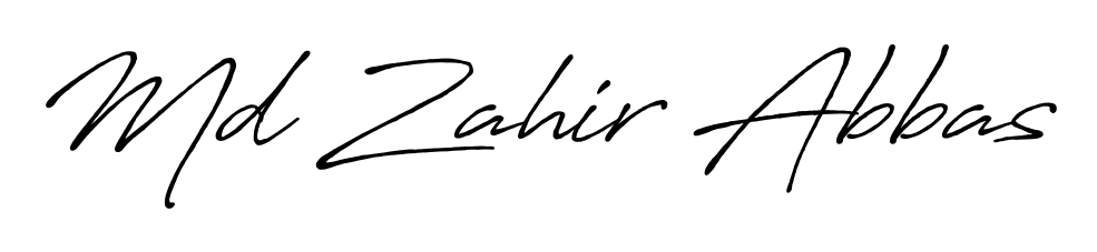 Express your personality with a custom Md Zahir Abbas signature crafted with Antro_Vectra_Bolder typography. Free transparent PNG download available. Md Zahir Abbas signature style 7 images and pictures png