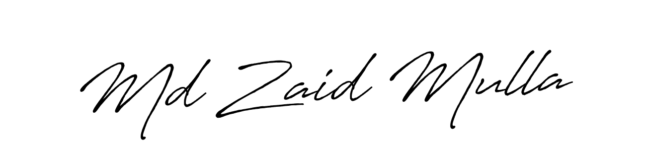 How to make Md Zaid Mulla name signature. Use Antro_Vectra_Bolder style for creating short signs online. This is the latest handwritten sign. Md Zaid Mulla signature style 7 images and pictures png