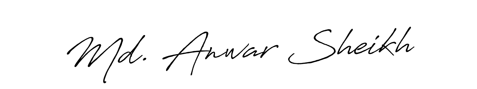 The best way (Antro_Vectra_Bolder) to make a short signature is to pick only two or three words in your name. The name Md. Anwar Sheikh include a total of six letters. For converting this name. Md. Anwar Sheikh signature style 7 images and pictures png