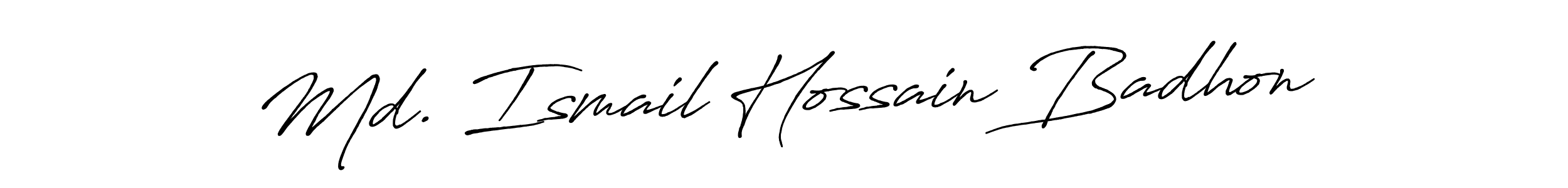 You should practise on your own different ways (Antro_Vectra_Bolder) to write your name (Md. Ismail Hossain Badhon) in signature. don't let someone else do it for you. Md. Ismail Hossain Badhon signature style 7 images and pictures png