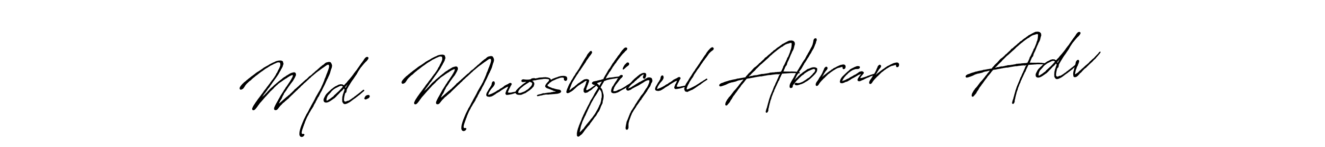 The best way (Antro_Vectra_Bolder) to make a short signature is to pick only two or three words in your name. The name Md. Muoshfiqul Abrar    Adv include a total of six letters. For converting this name. Md. Muoshfiqul Abrar    Adv signature style 7 images and pictures png