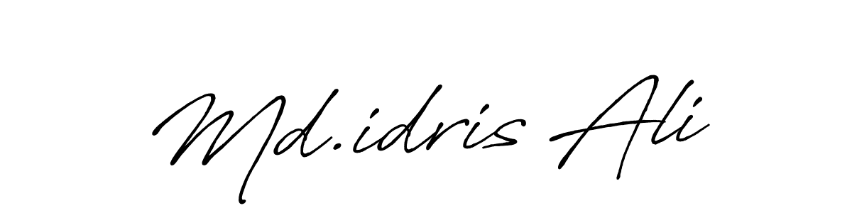How to make Md.idris Ali name signature. Use Antro_Vectra_Bolder style for creating short signs online. This is the latest handwritten sign. Md.idris Ali signature style 7 images and pictures png