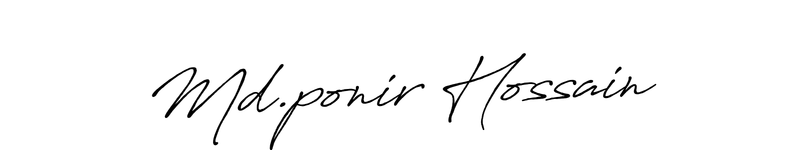 The best way (Antro_Vectra_Bolder) to make a short signature is to pick only two or three words in your name. The name Md.ponir Hossain include a total of six letters. For converting this name. Md.ponir Hossain signature style 7 images and pictures png