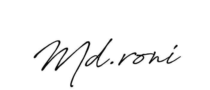 Also You can easily find your signature by using the search form. We will create Md.roni name handwritten signature images for you free of cost using Antro_Vectra_Bolder sign style. Md.roni signature style 7 images and pictures png