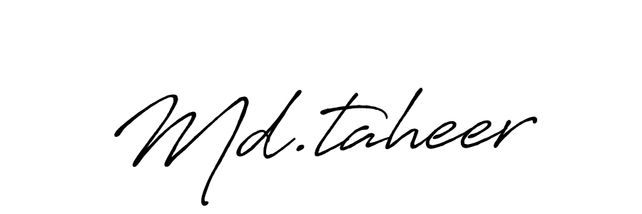 Make a beautiful signature design for name Md.taheer. With this signature (Antro_Vectra_Bolder) style, you can create a handwritten signature for free. Md.taheer signature style 7 images and pictures png