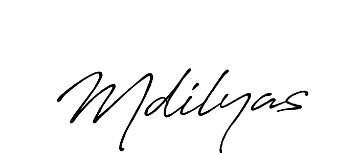 Make a beautiful signature design for name Mdilyas. With this signature (Antro_Vectra_Bolder) style, you can create a handwritten signature for free. Mdilyas signature style 7 images and pictures png